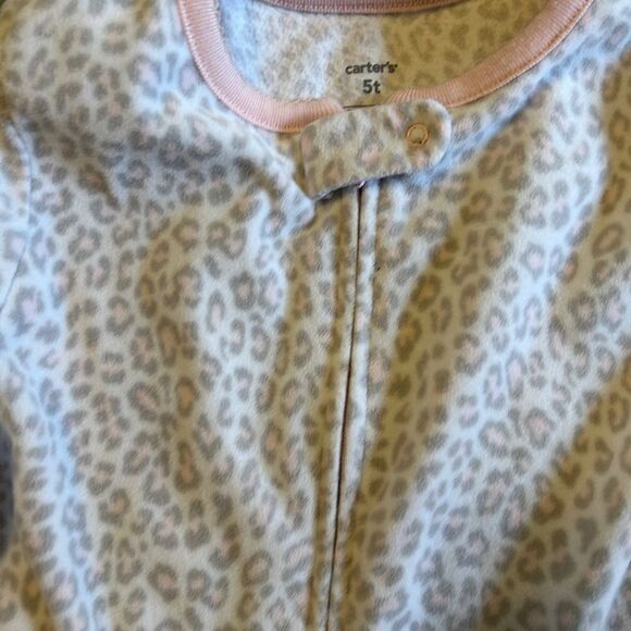 5t carters fleece cheetah print footed pajama - Picture 3 of 4
